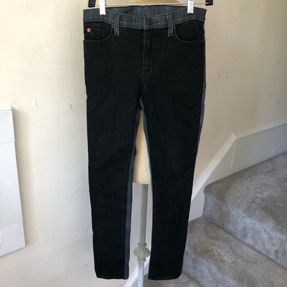 Hudson Double Face Black Blue Plaid Back Stretch Skinny Jeans WC4028TIP Size 25